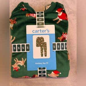 Carter's Green Holiday Pajama Set with Reindeer
